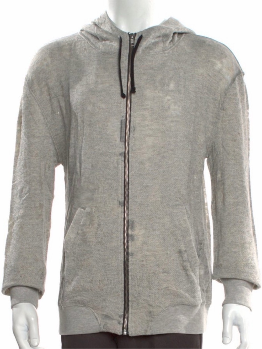 IRO Heather Gray Zip-Up Hooded Sweatshirt pristine nwt